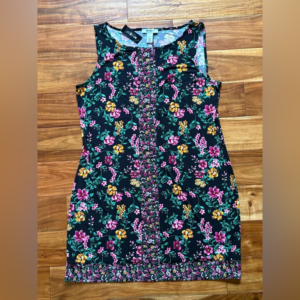 WHBM Black Floral Tank Dress